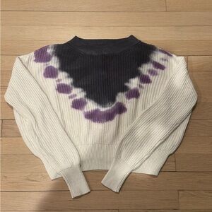 T.La Cream Crew Sweater with Charcoal and Purple Accents from Anthropologie
